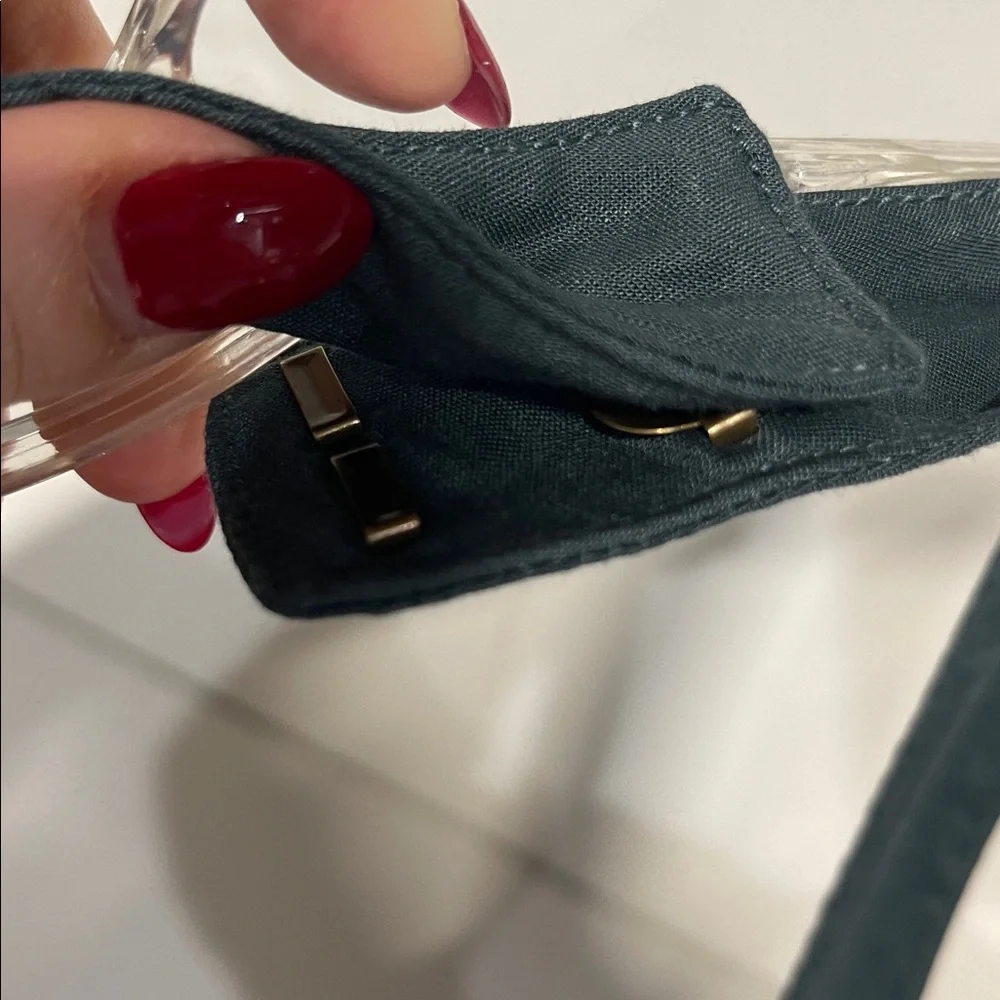 ANTHROPOLOGIE WOMENS STRETCH HALTER LINEN MIDI DRESS GREEN LARGE - Picture 5 of 9